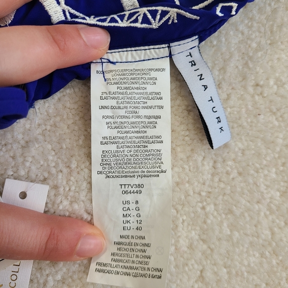 NWT TRINA TURK embroidered bikini sz 8/10 Cerulean Blue - Picture 7 of 13